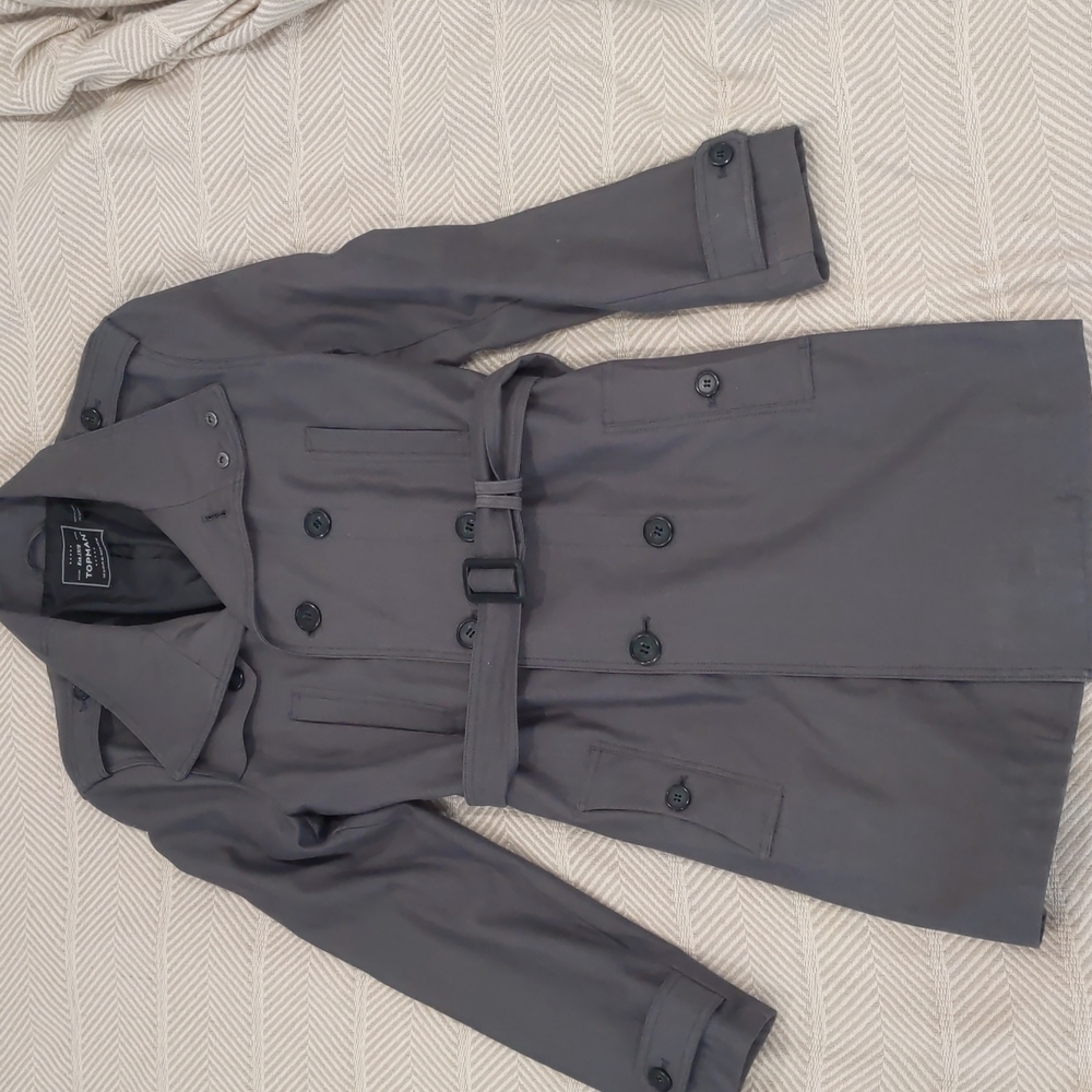 Topman Sz M Grey Trenchcoat